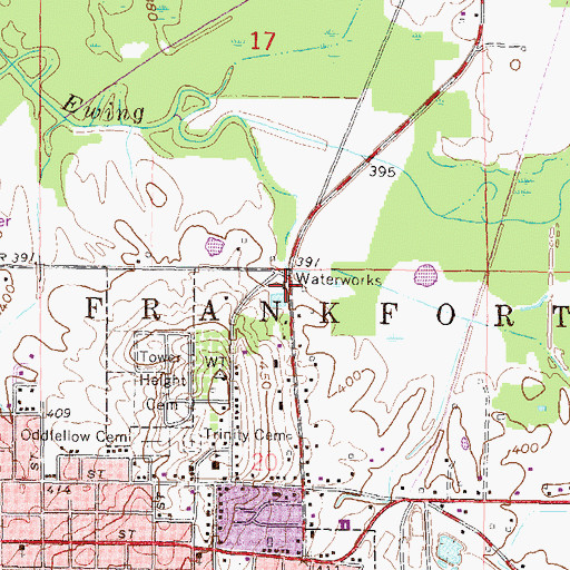 Topographic Map of West Frankfort Water Works, IL