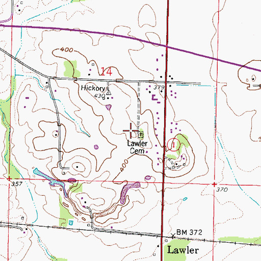 Topographic Map of Hickory Hill School (historical), IL