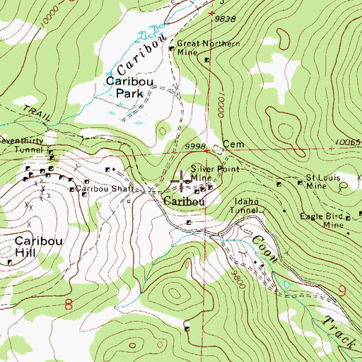 Topographic Map of Silver Point Mine, CO