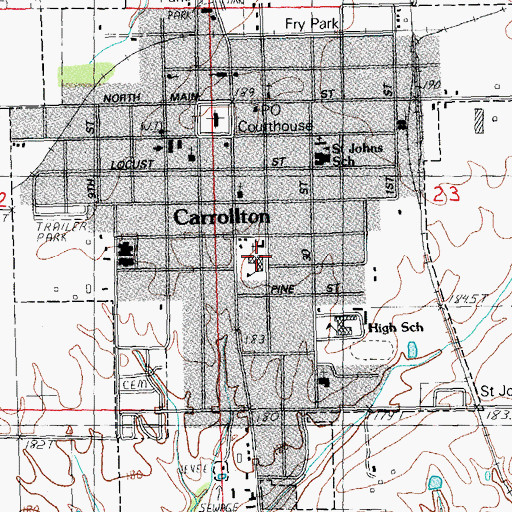 Topographic Map of Carrollton Elementary School, IL