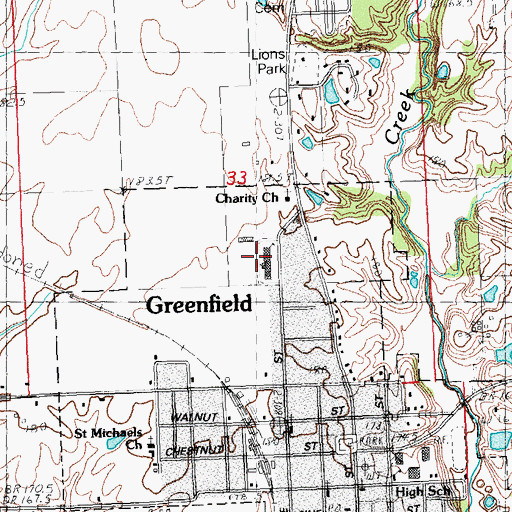 Topographic Map of Greenfield Elementary School, IL