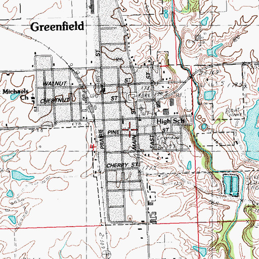 Topographic Map of Greenfield Post Office, IL