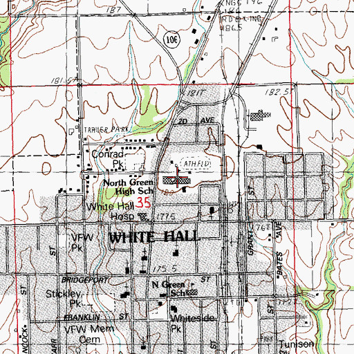 Topographic Map of North Greene High School, IL