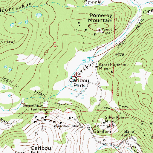 Topographic Map of Caribou Park, CO