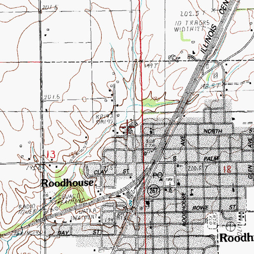 Topographic Map of Roodhouse Elementary School, IL