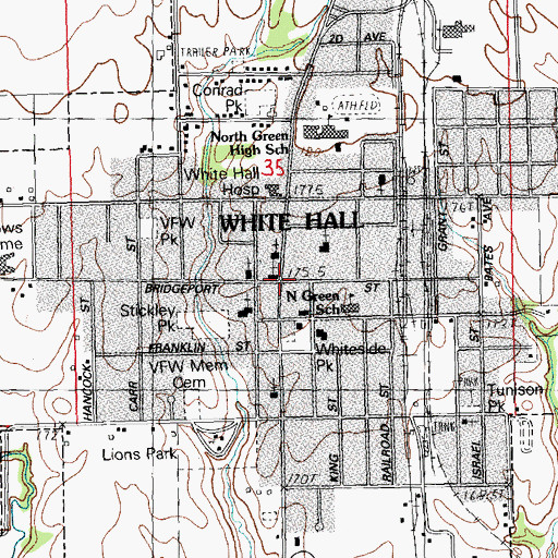 Topographic Map of White Hall Historic District, IL