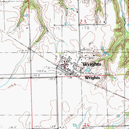 Topographic Map of Wrights Post Office, IL