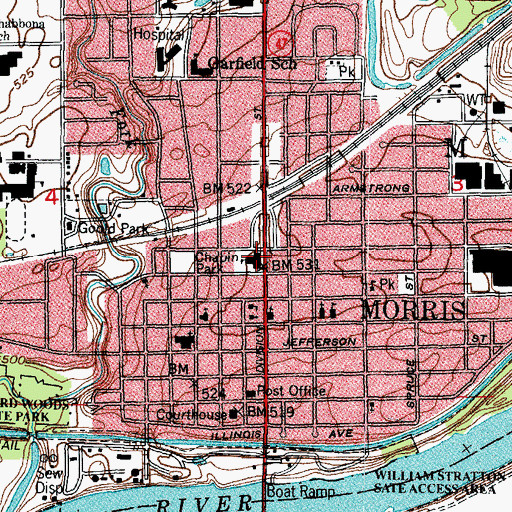 Topographic Map of Center Elementary School, IL