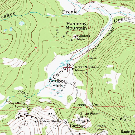 Topographic Map of Great Northern Mine, CO