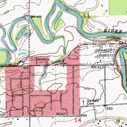 Topographic Map of Church of Christ, IL