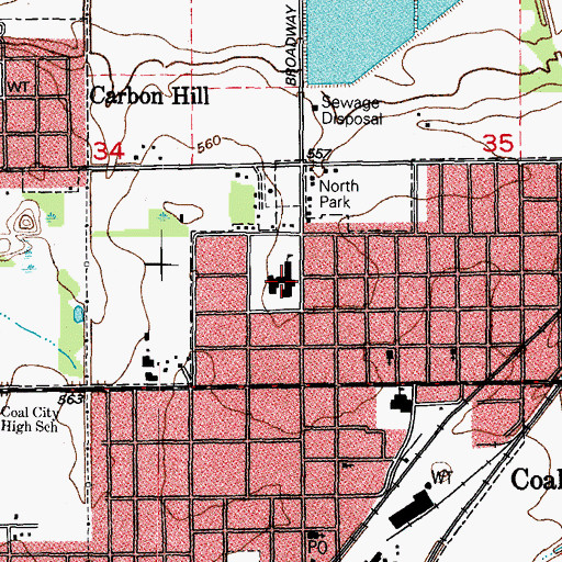 Topographic Map of Coal City Elementary School, IL