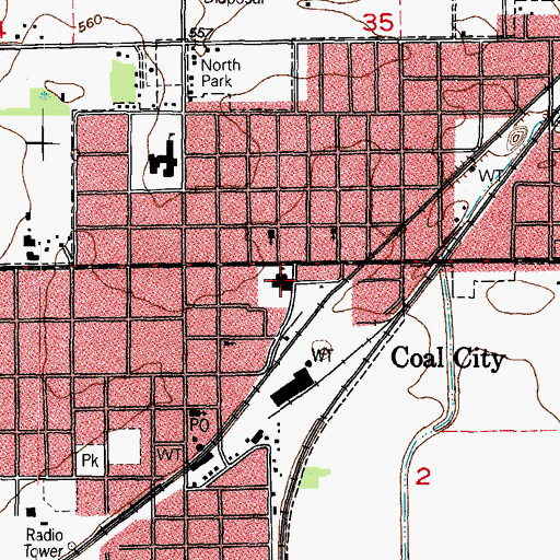 Topographic Map of Coal City Middle School, IL