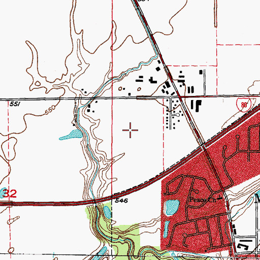 Topographic Map of Fields of Saratoga, IL
