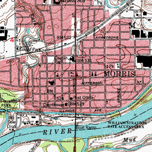 Topographic Map of First Baptist Church, IL