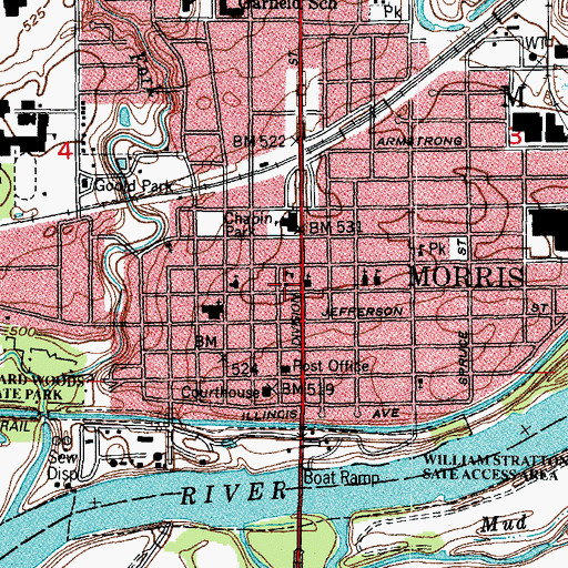 Topographic Map of First Presbyterian Church, IL