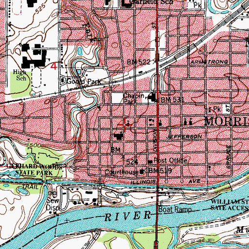 Topographic Map of First United Methodist Church, IL