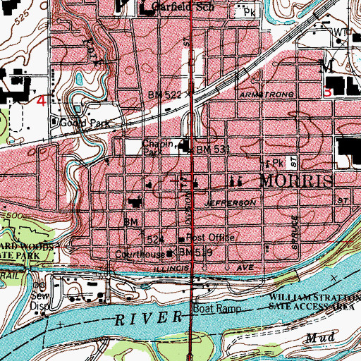 Topographic Map of Franklin School, IL