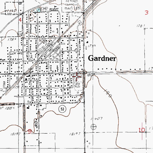Topographic Map of Gardner-South Wilmington Township High School, IL