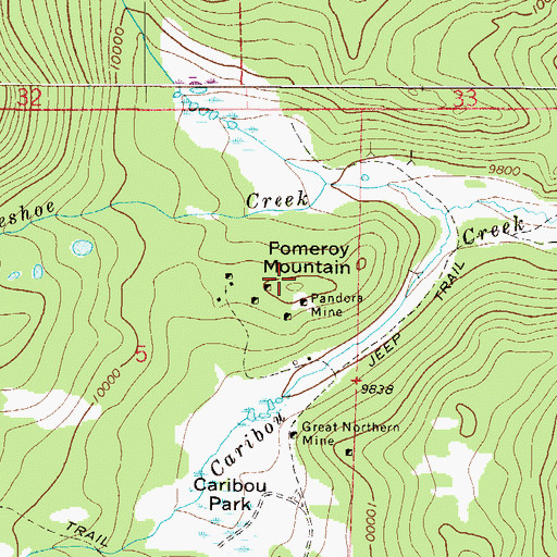 Topographic Map of Pomeroy Mountain, CO