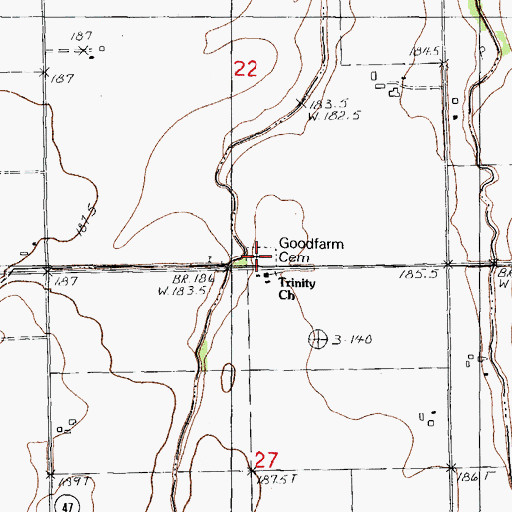 Topographic Map of Goodfarm Cemetery, IL