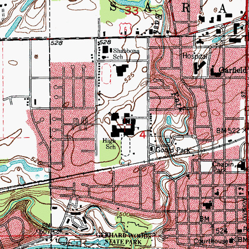 Topographic Map of Morris High School, IL