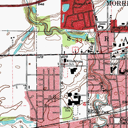 Topographic Map of Peace Chapel Assembly of God Church, IL