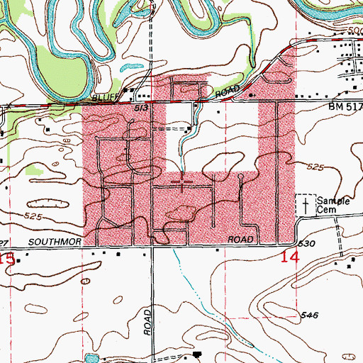 Topographic Map of Pebble Beach, IL