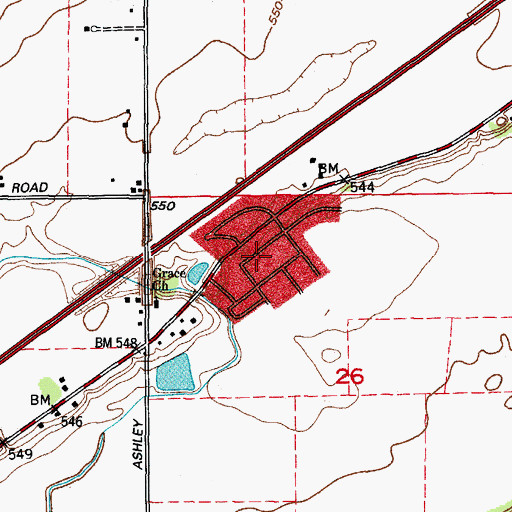 Topographic Map of Ridgecrest, IL