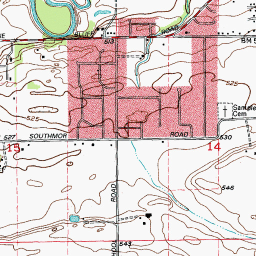 Topographic Map of Van Peterson Subdivision, IL