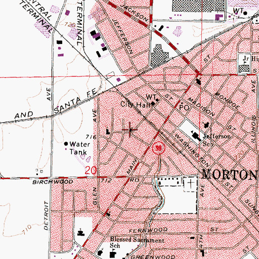 Topographic Map of All Saints Episcopal Church, IL