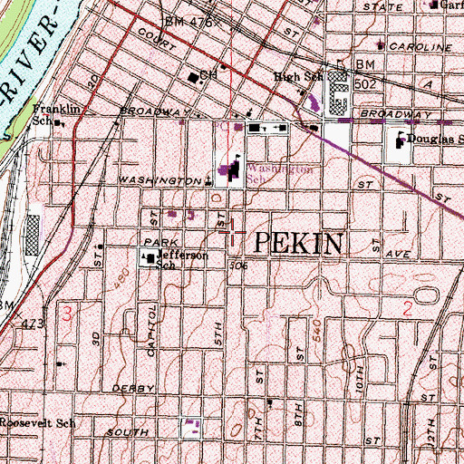 Topographic Map of Blinkiron Park, IL