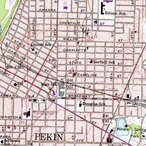 Topographic Map of Calvary Baptist Church, IL