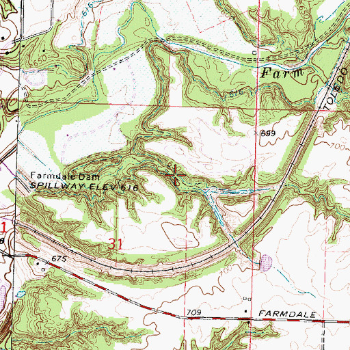 Topographic Map of Farmdale Recreation Area, IL