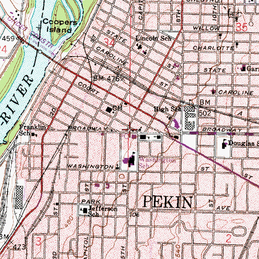Topographic Map of First Assembly of God Church, IL