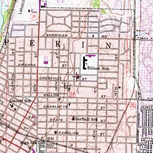 Topographic Map of First Christian Church, IL