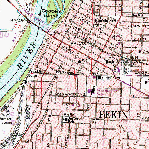 Topographic Map of First Presbyterian Church, IL