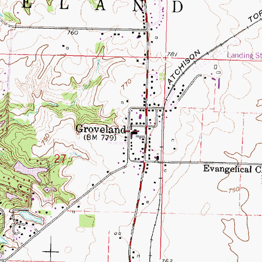 Topographic Map of Groveland School, IL