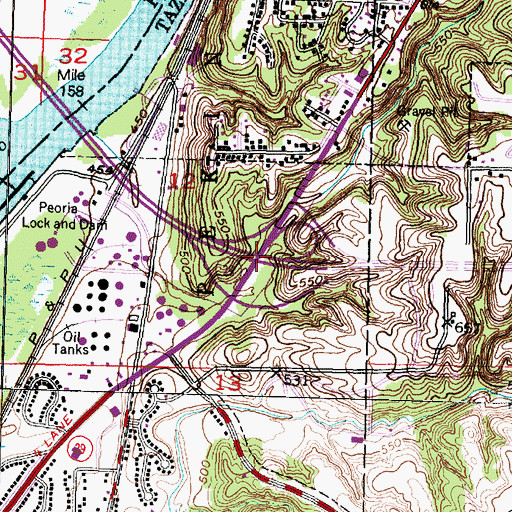 Topographic Map of Interchange 9, IL