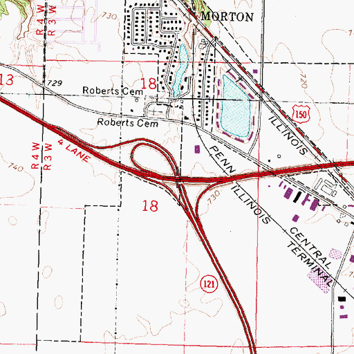 Topographic Map of Interchange 101, IL