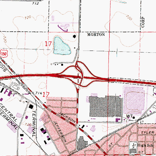 Topographic Map of Interchange 102, IL