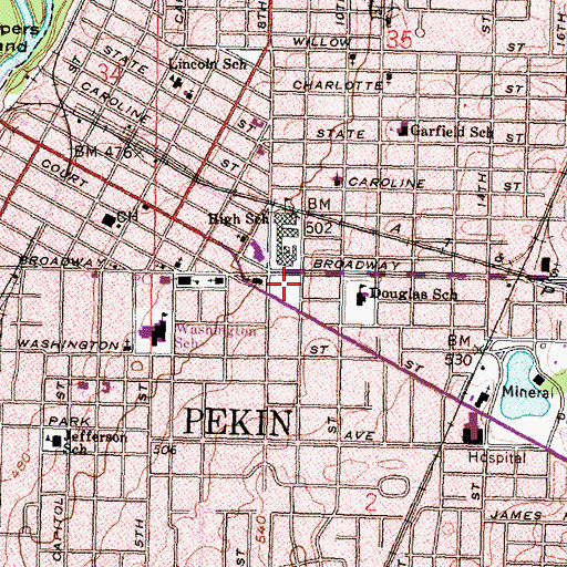 Topographic Map of James Park, IL