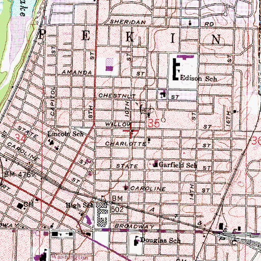 Topographic Map of Kingdom Hall of Jehovahs Witnesses, IL