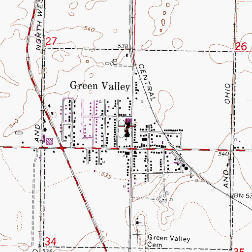 Topographic Map of Midwest Central Middle School, IL