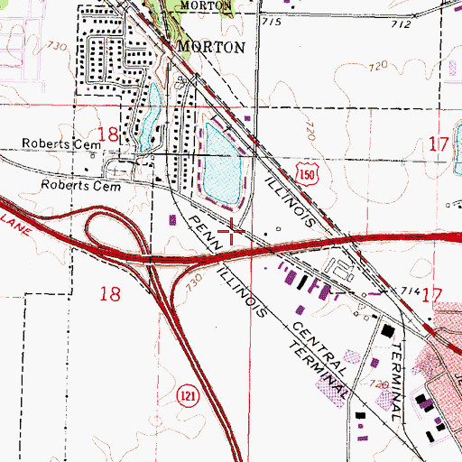 Topographic Map of Morton Bible Church, IL