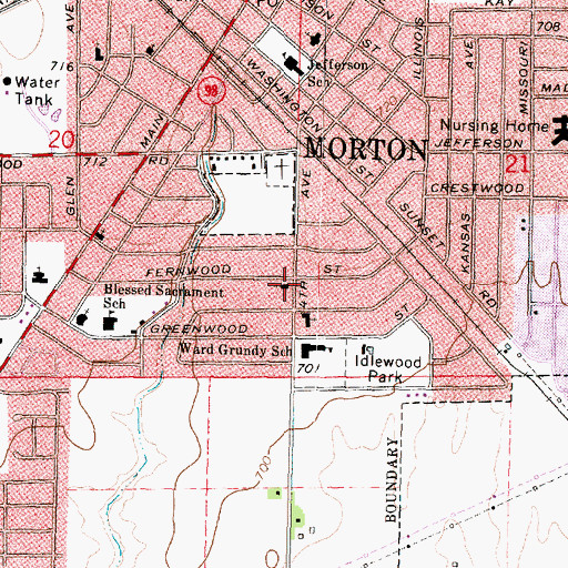 Topographic Map of Morton Christian Church, IL