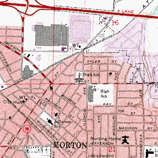Topographic Map of Morton Junior High School, IL