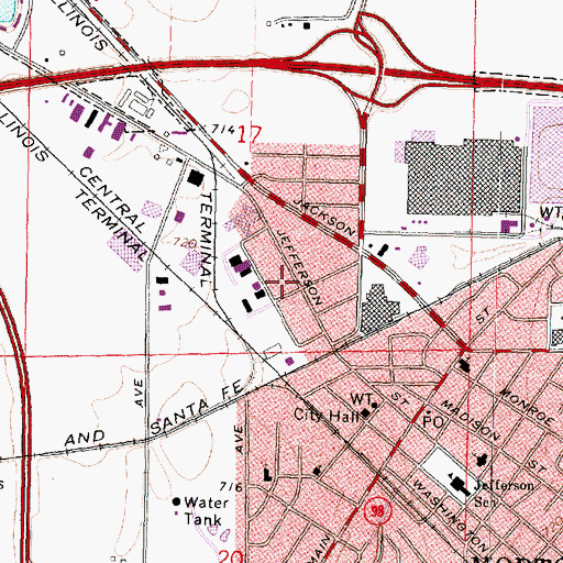 Topographic Map of Morton Post Office, IL