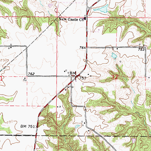 Topographic Map of New Castle (historical), IL