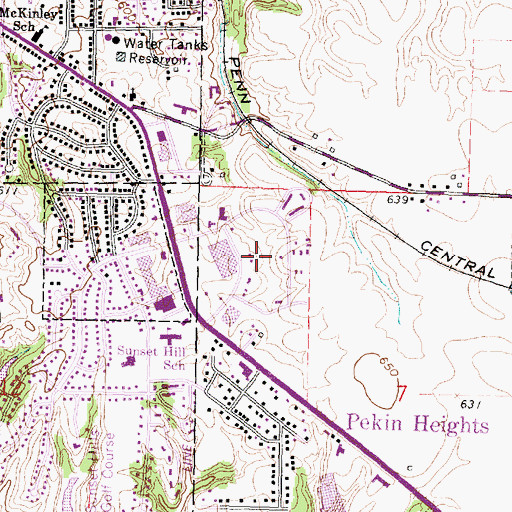 Topographic Map of Pekin Commercial Park, IL