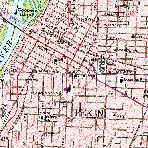 Topographic Map of Saint Joseph School, IL